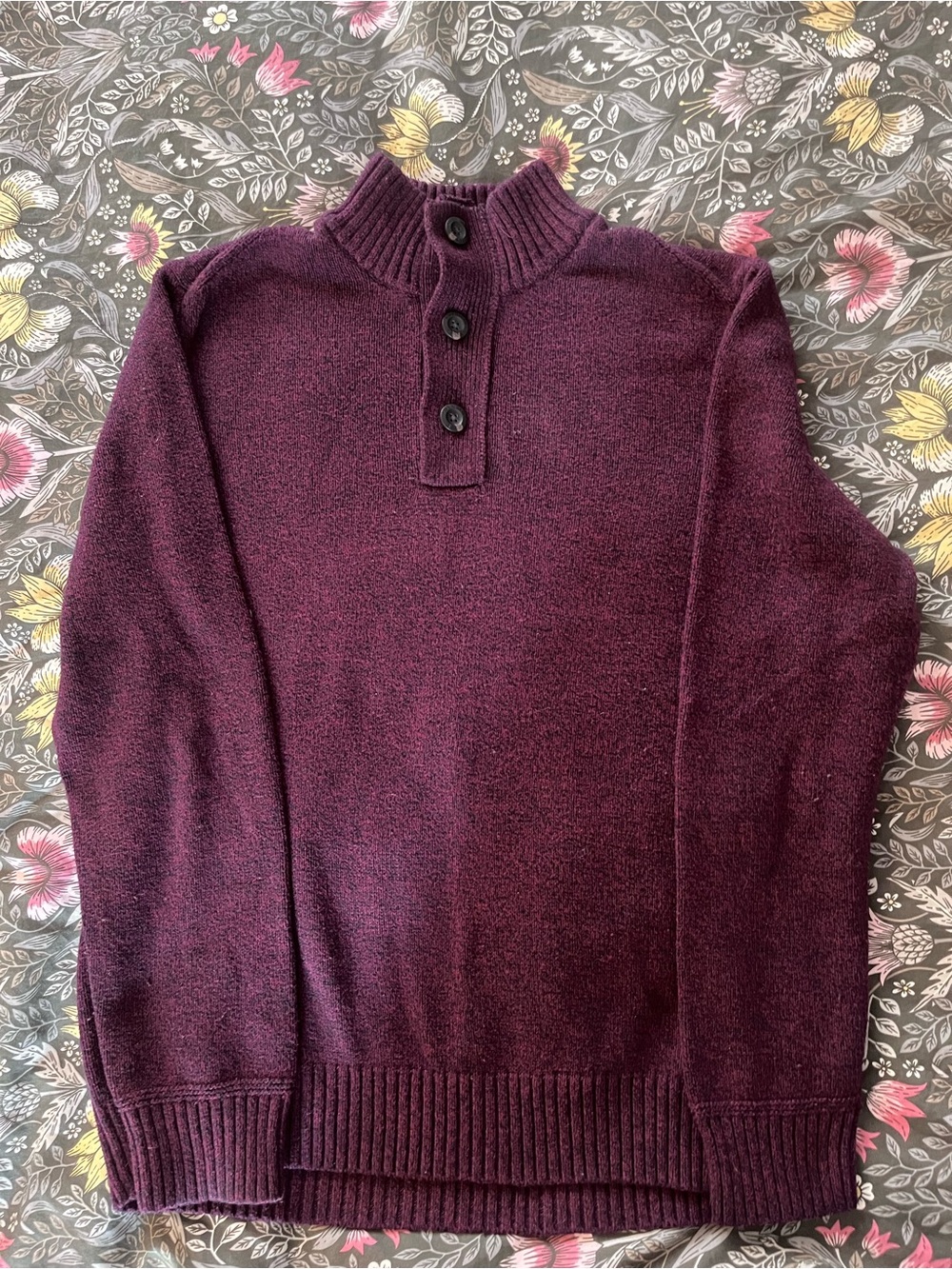 Men's American Eagle Button-Neck Maroon Sweater